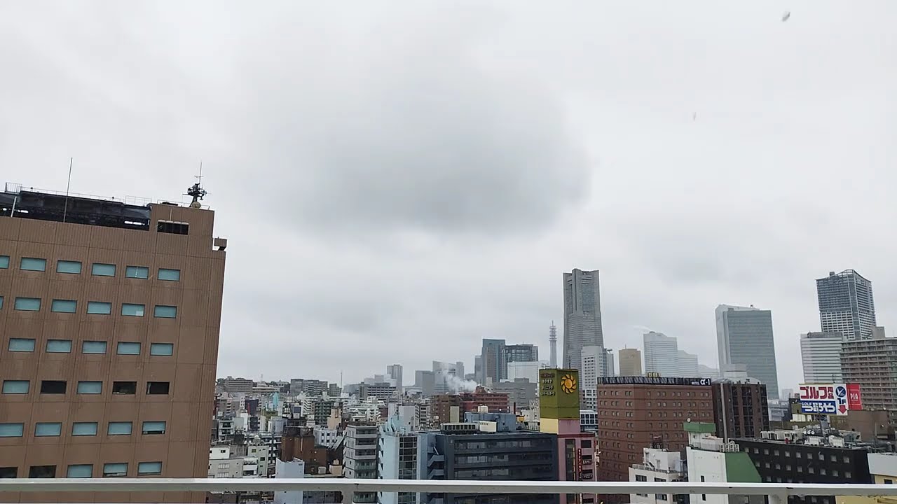 【タイムラプス】強い雨と風、ランドマークタワーの遠景 2025年3月上旬(4)