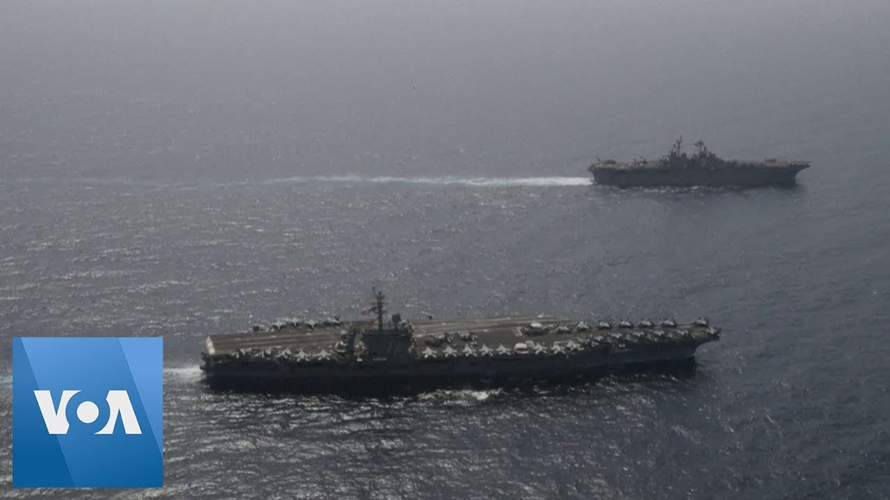 US military ships carry out joint operations in the Arabian Sea