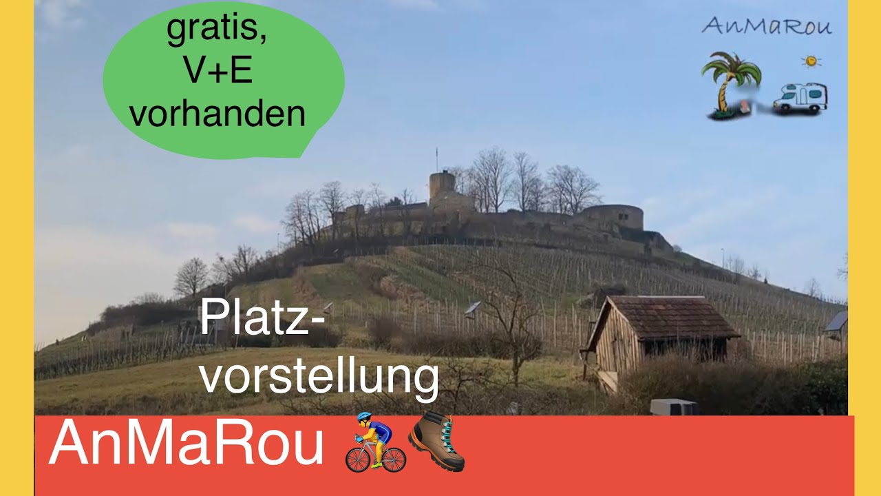 🇩🇪 Weinsberg Wohnmobilstellplatz, kostenlos, Burg Weibertreu, Burgenstrasse Baden-Württemberg,  