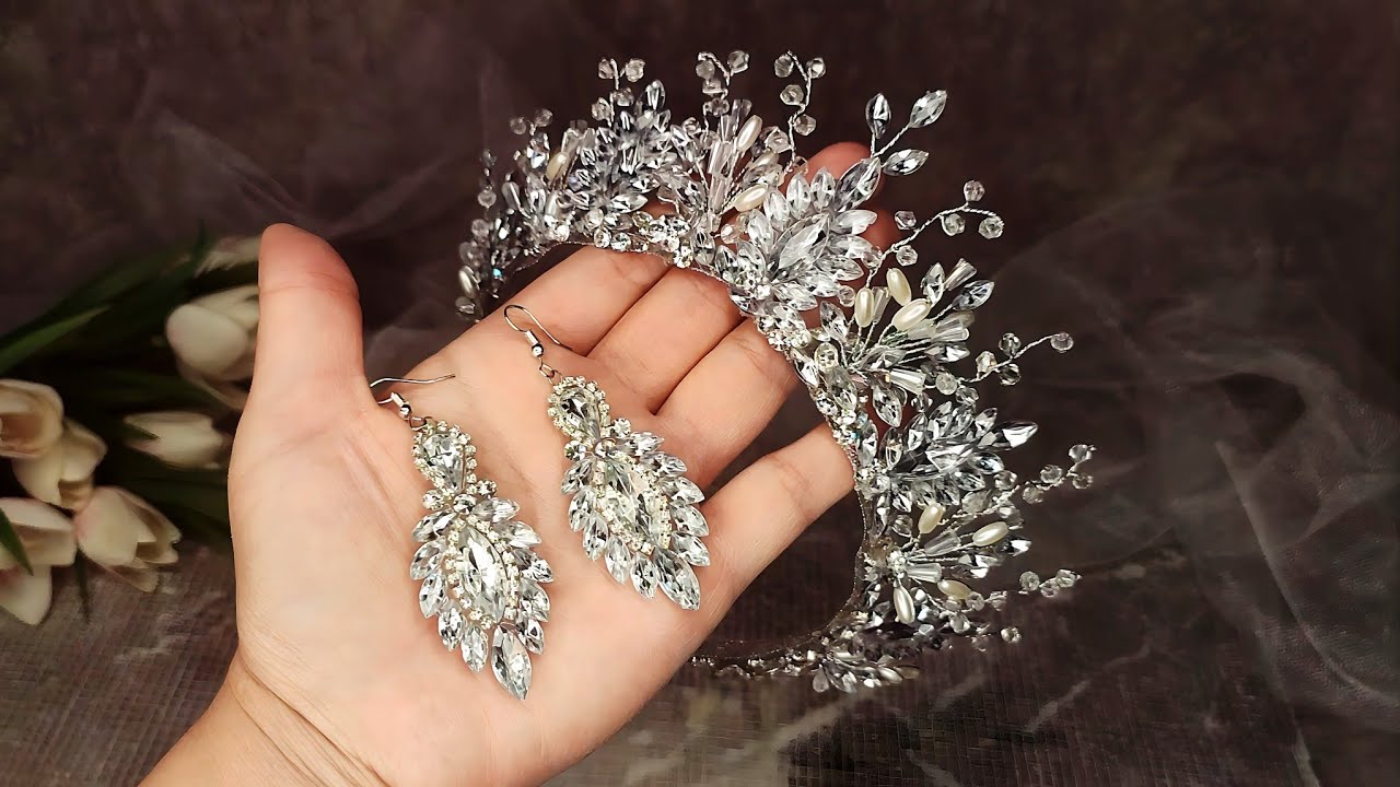 New and trending idea of ​​making crystal earring set with crown/easy and amazing idea🥳👑