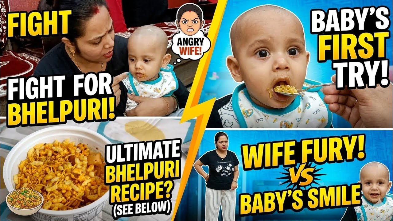 😡 WIFE ANGRY! Feeding 6 Month Baby Bhelpuri For The First Time! 🥣👶