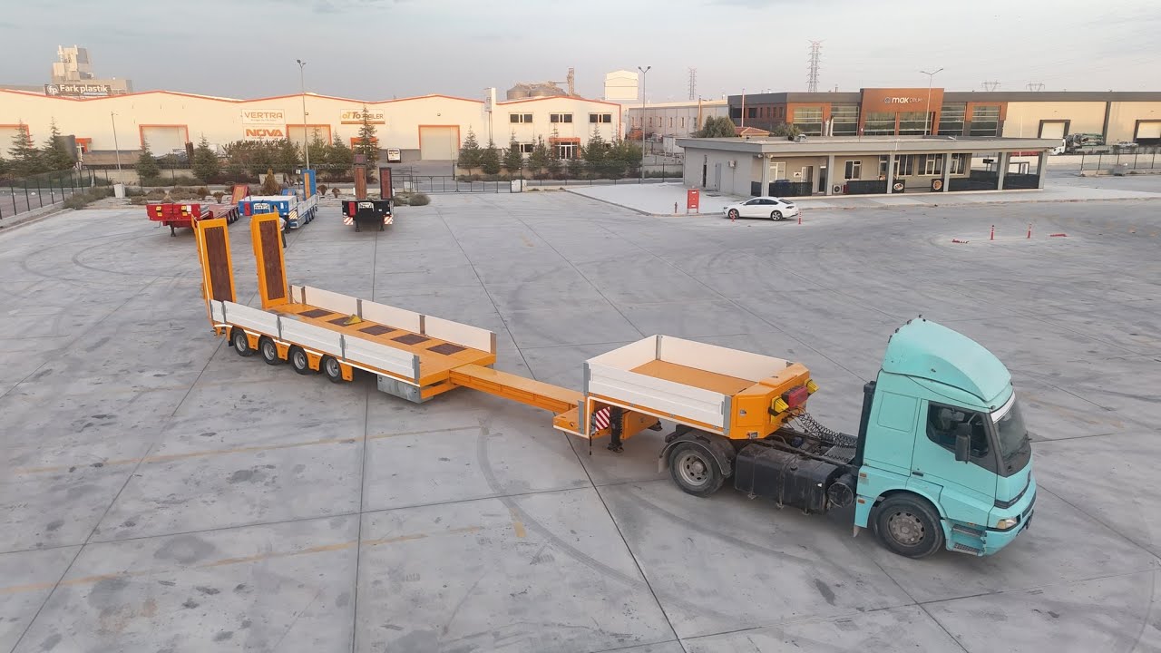 Lowbed Trailer Extendable, Aluminum Side Walls, Container Locks