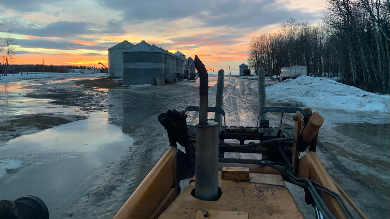 Icy yard, but the Kenworth is back on the road 