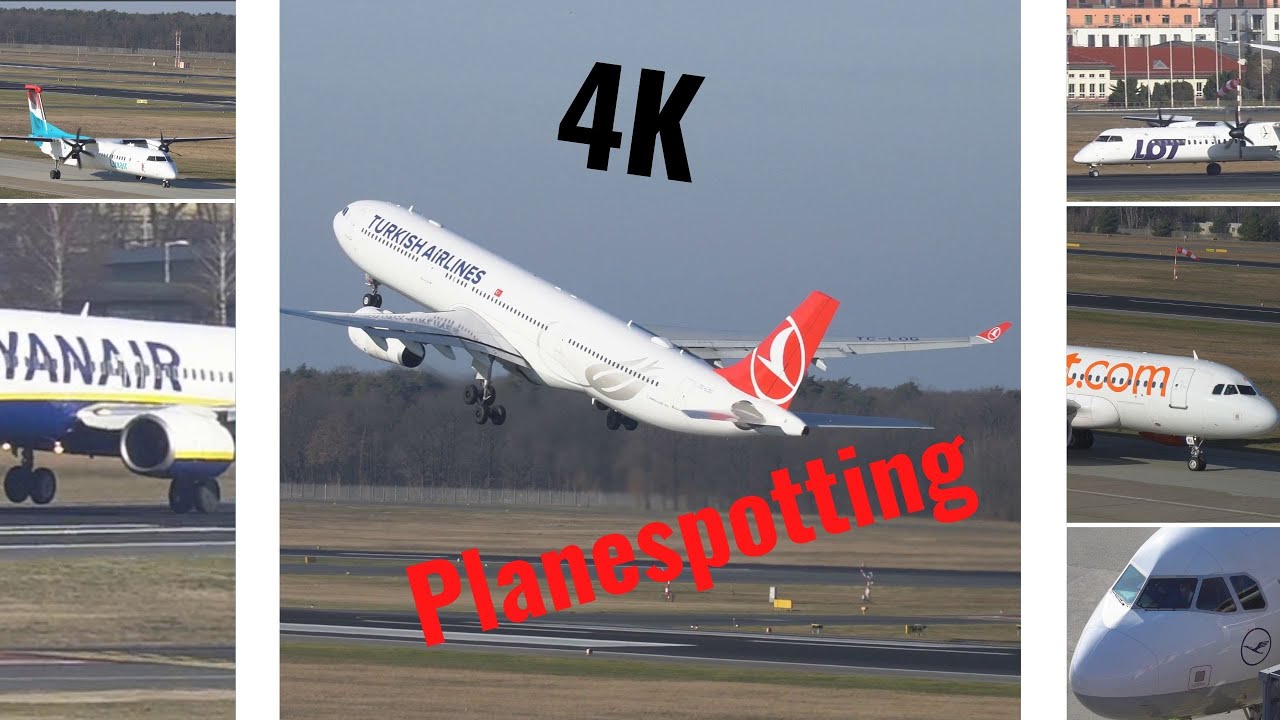 4K | 10 Minutes Plane Spotting TXL | Smoth Ryanair landing on left wheel