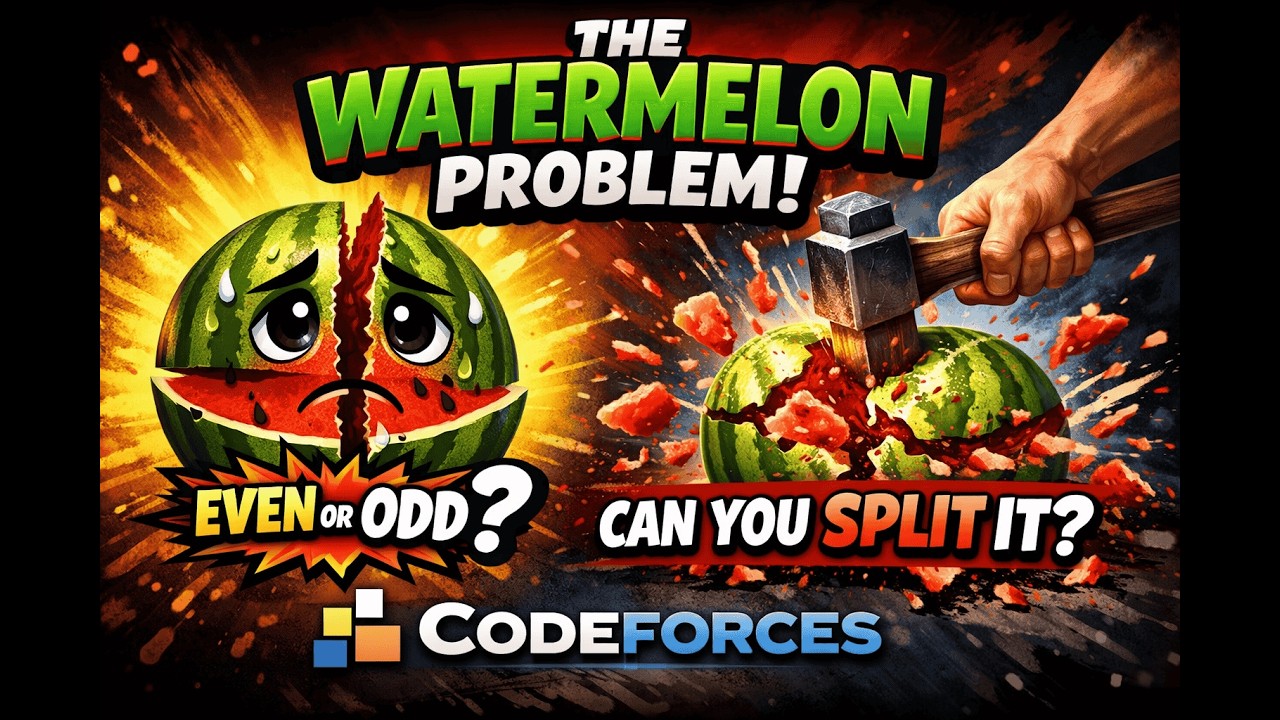 Watermelon Problem Explained Simply | Codeforces  || 99% beginner fails here .....