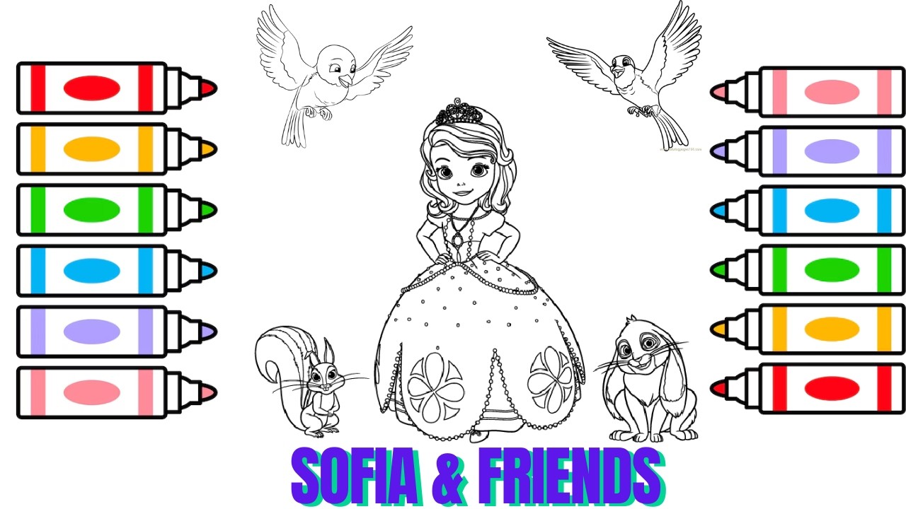 Coloring Disney Junior Princess Sofia and her Friends 🎨👑 Kids Favorite 
