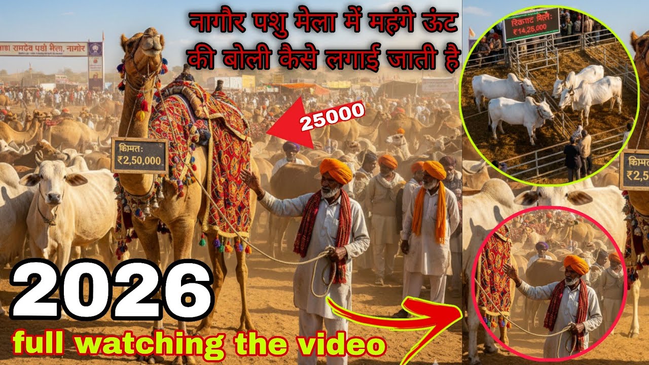 🏅नागौर पशु मेले में क्या कीमत में बिकते हैं ऊँट 🐪 | सबसें महगा ऊँट 😱👉 | बाबा रामदेव पशु मेला 2026 | 