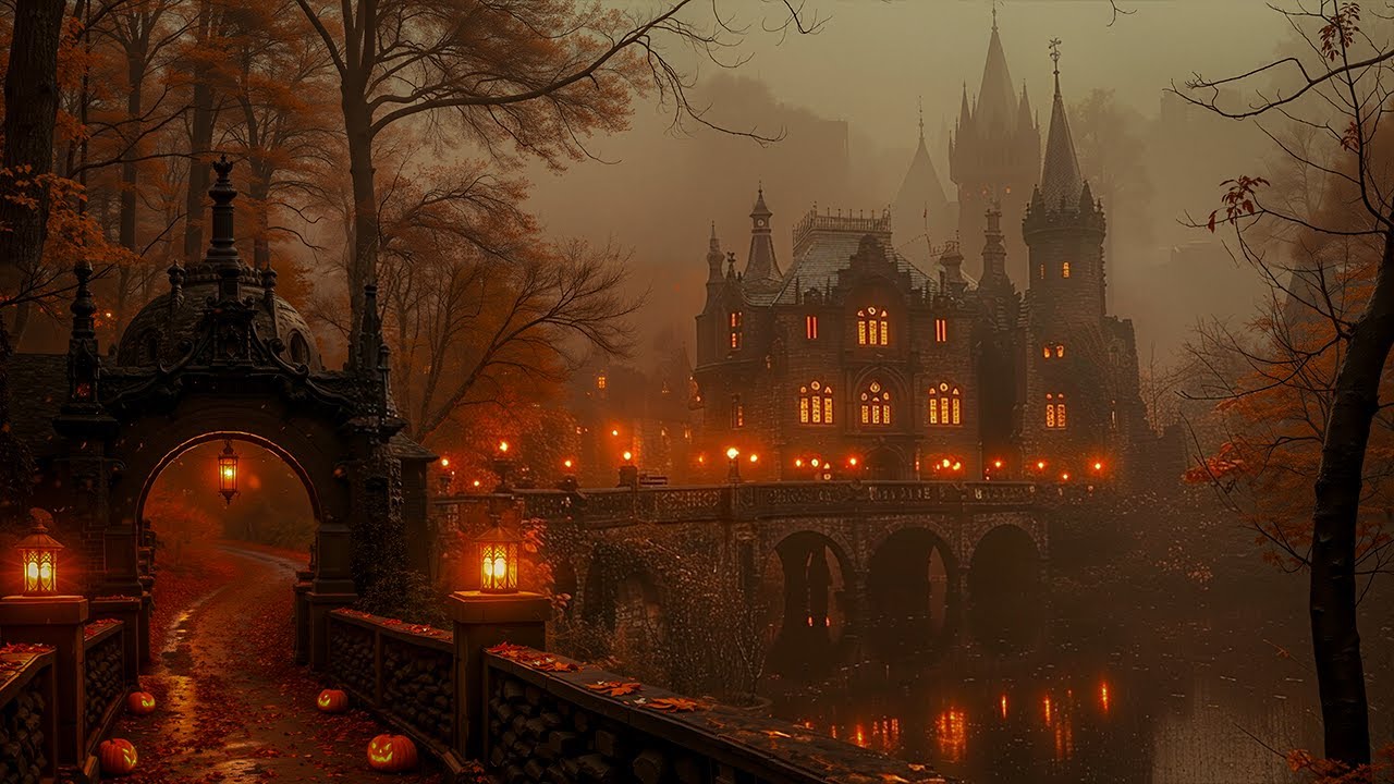 Haunted Gothic Castle | Cozy Spooky Halloween Ambience | Dark Academia Ambience for Study & Sleep