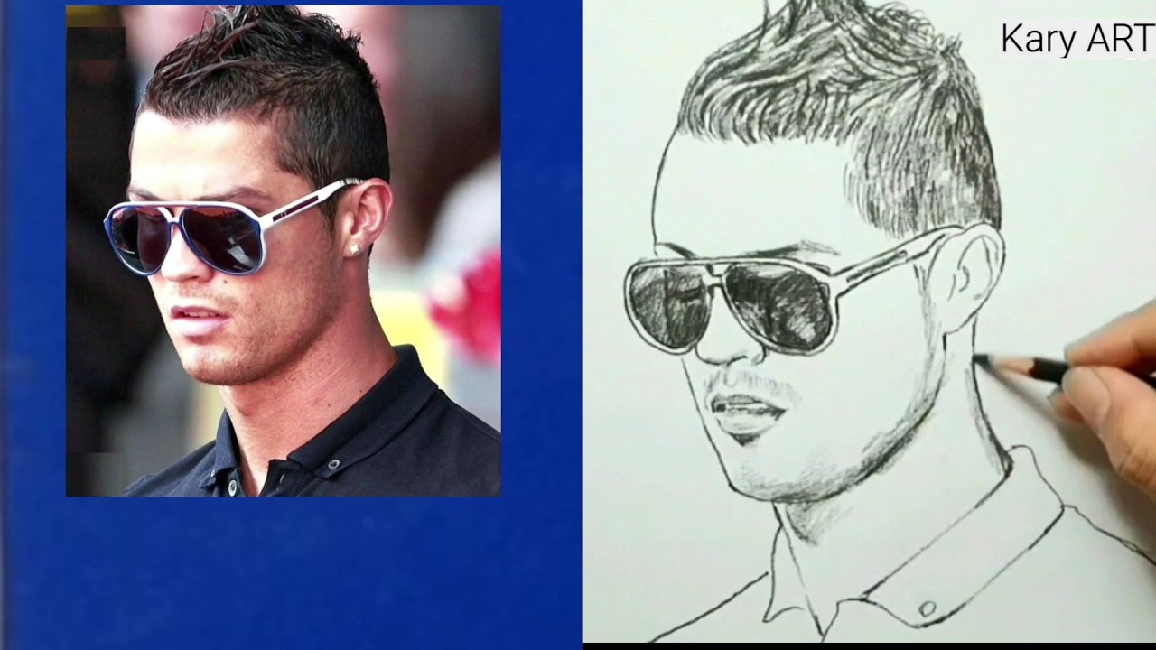 Cristiano Ronaldo Portrait drawing Step by Step