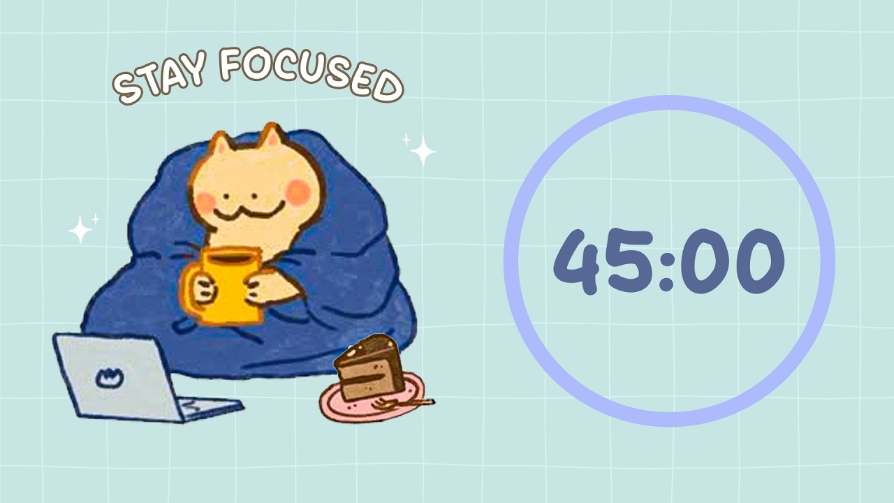 ☕ Study with Me | Cozy Cat Coffee and Relax | 45/10 Timer | Chill Lo-fi 🎶 | 4 Hour Focus Session