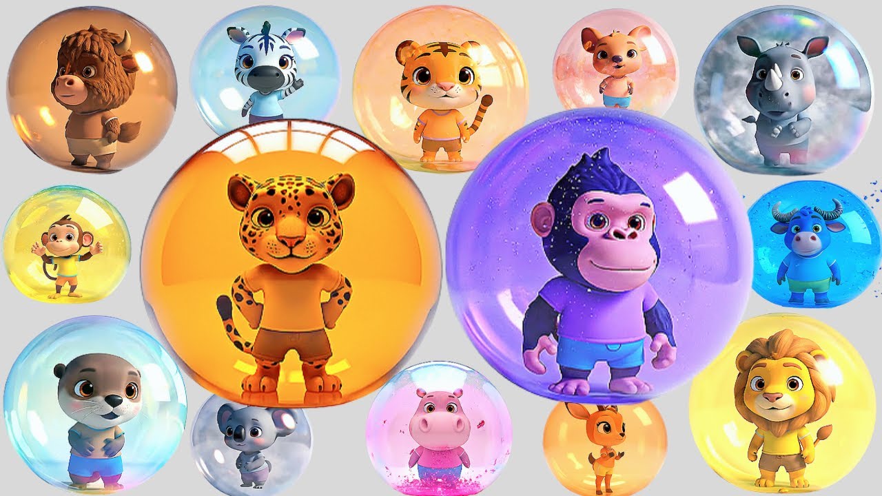 Colorful Bubble Pop Animals 🌈ABC Animals Alphabet 🎶 Good Habits & Helping Friends Song for Kids