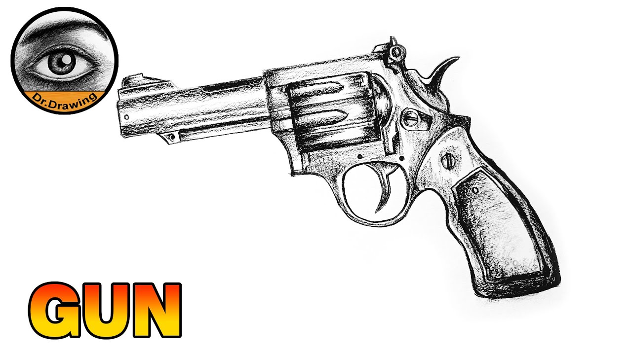 how to draw the gun | gun drawing with charcoal pencil