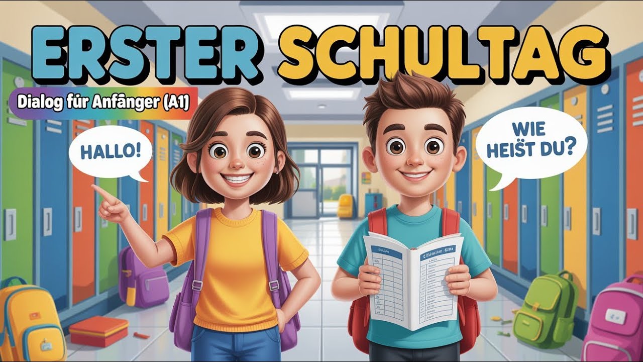 Erster Schultag 🎒 Einfacher Dialog für Anfänger (A1) | Deutsch from Scratch