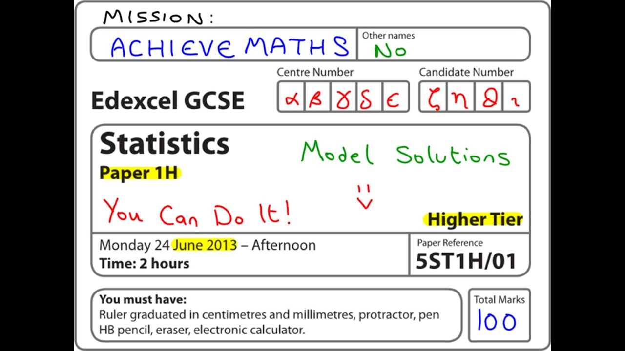 GCSE Statistics Edexcel June 2013 (complete paper)