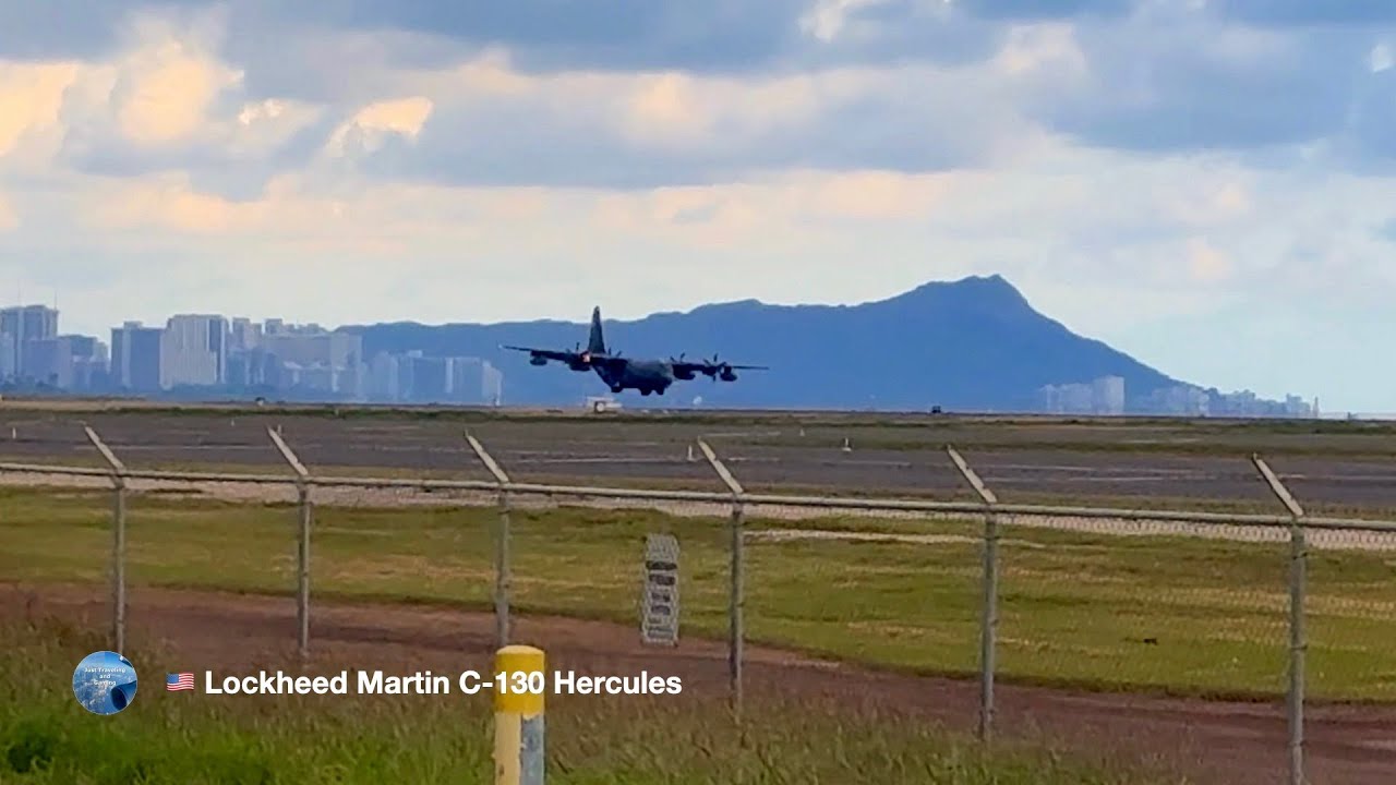 Lockheed Martin C-130 Hercules Landing at HNL during Reverse Ops!  #planespotting