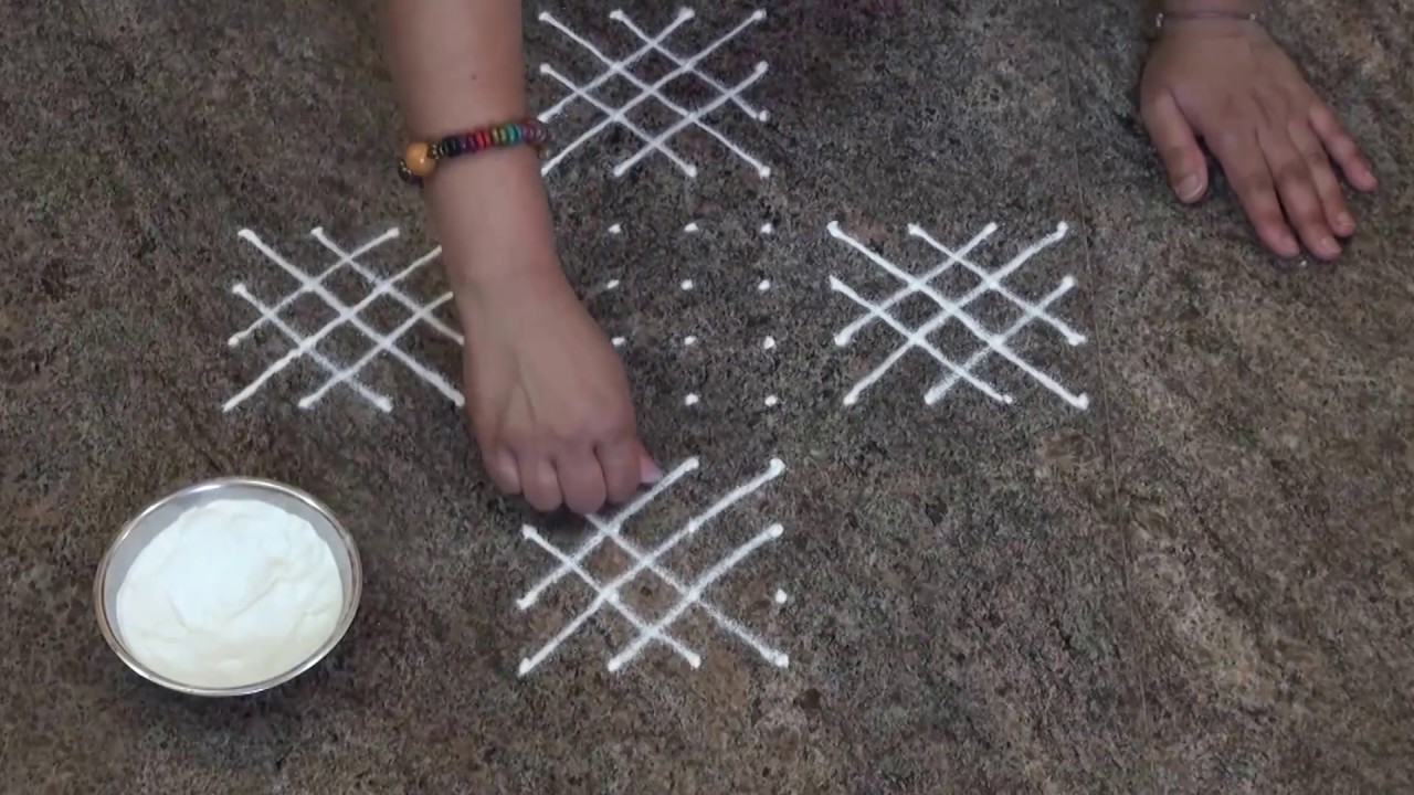 Simple And Easy Rangoli/ Daily Rangoli/Chukki Rangoli with 12 dots