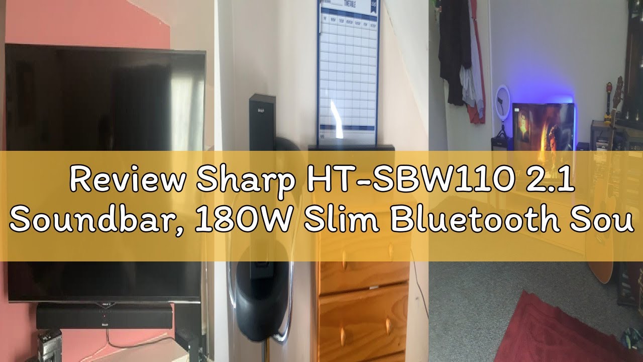 Review Sharp HT-SBW110 2.1 Soundbar, 180W Slim Bluetooth Soundbar with Wired Subwoofer for TV with H