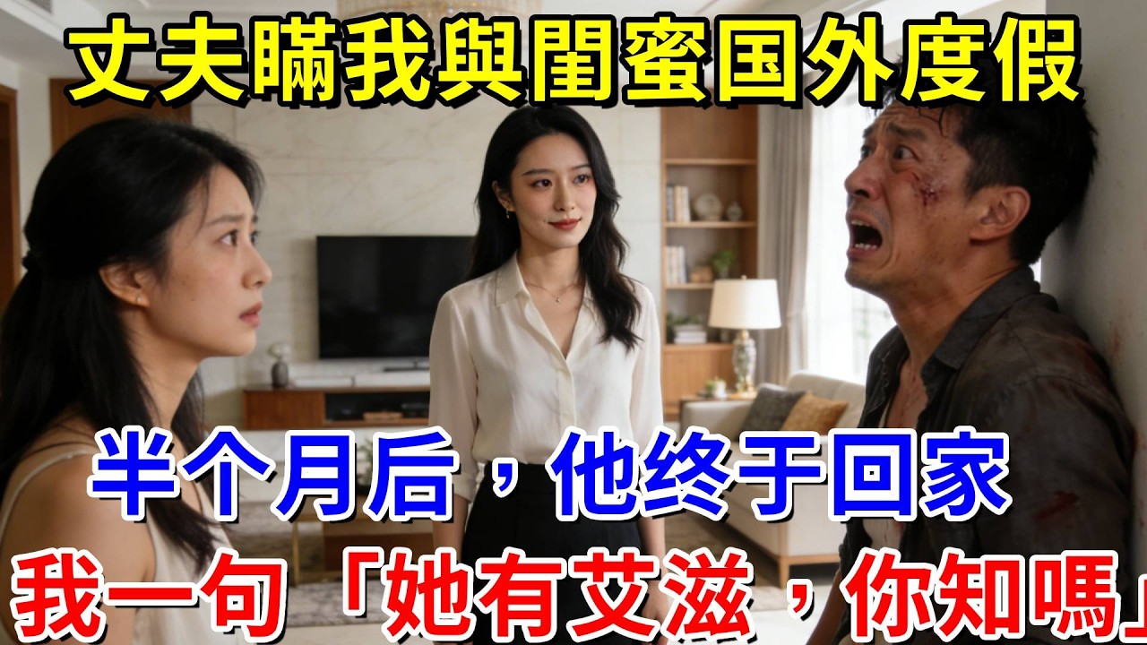 丈夫瞞我與閨蜜国外度假！半个月后他回家，我没闹，只問一句「她有艾滋，你知道嗎？」老公和小叔子當場癱倒！#阿木講故事#為人處世#生活經驗#情感故事#養老#睡前故事
