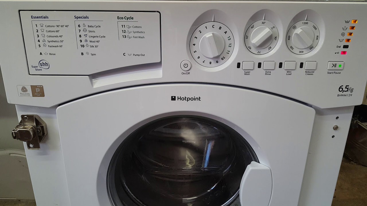 Hotpoint integrated washer model bhwm129 being put into test mode
