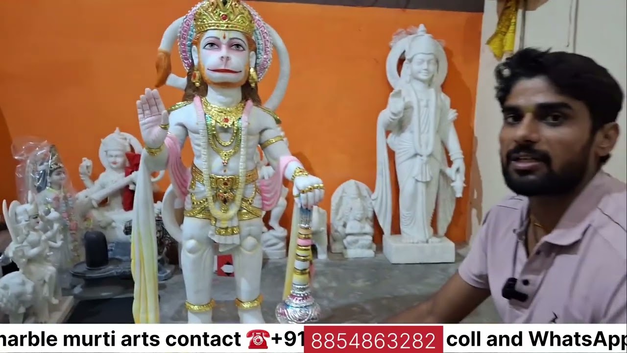 Marble Murti Hanuman Ji ( हनुमान जी ) white Makrana marble n. 8854863282 🙏🙏