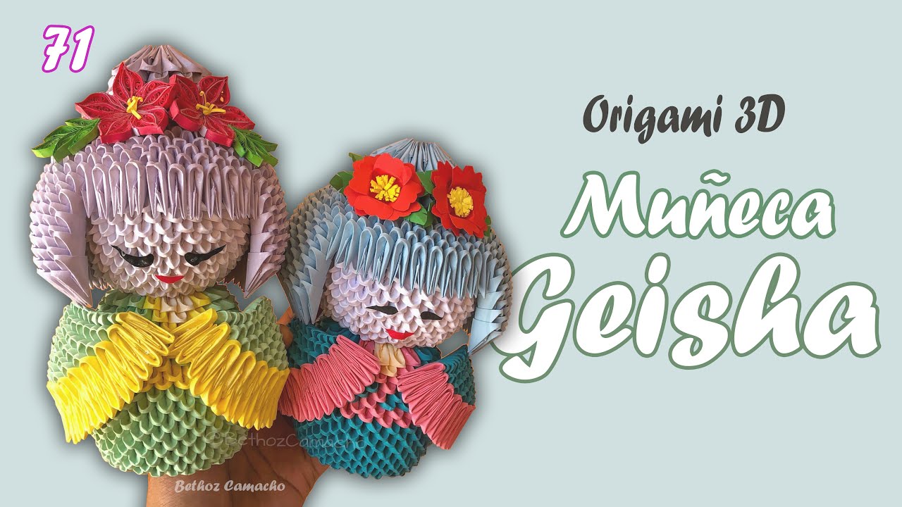 Cómo Hacer una Muñeca Geisha en Origami 3D - 3D origami Japanese Doll  - Bethoz Camacho