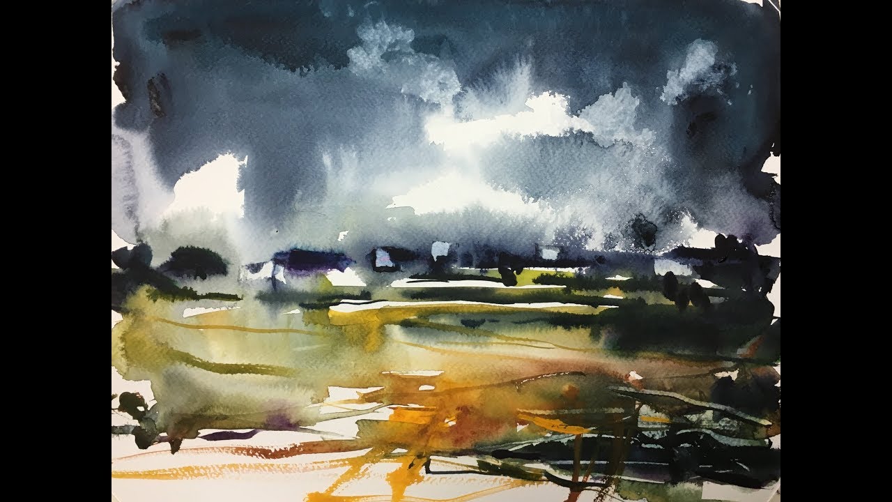 Landscape Nature Watercolor painting demonstration 2x speed tutorial