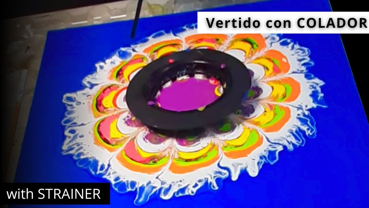 Tutorial de Pouring con Acrílico fluido y Colador 🎨 ¡Crea Arte Fluido!