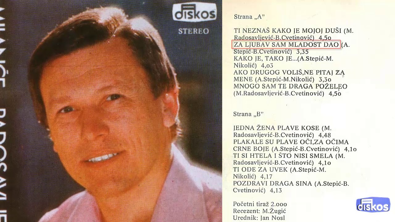 Milance Radosavljevic - Za ljubav sam mladost dao - (Audio 1978)