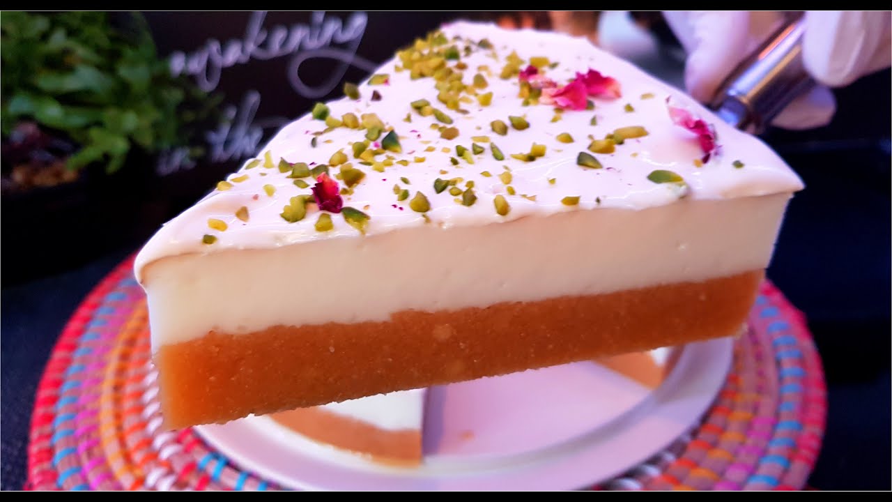 عيش السرايا بالسميد بدون توست من احلا الحلويات البارده لرمضان بدون فرن وبدون بيض