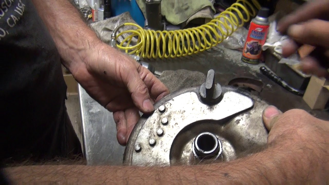 #136 1952 panhead rust bucket rear brake rebuild clutch adjustment FL harley bobber by tatro machine