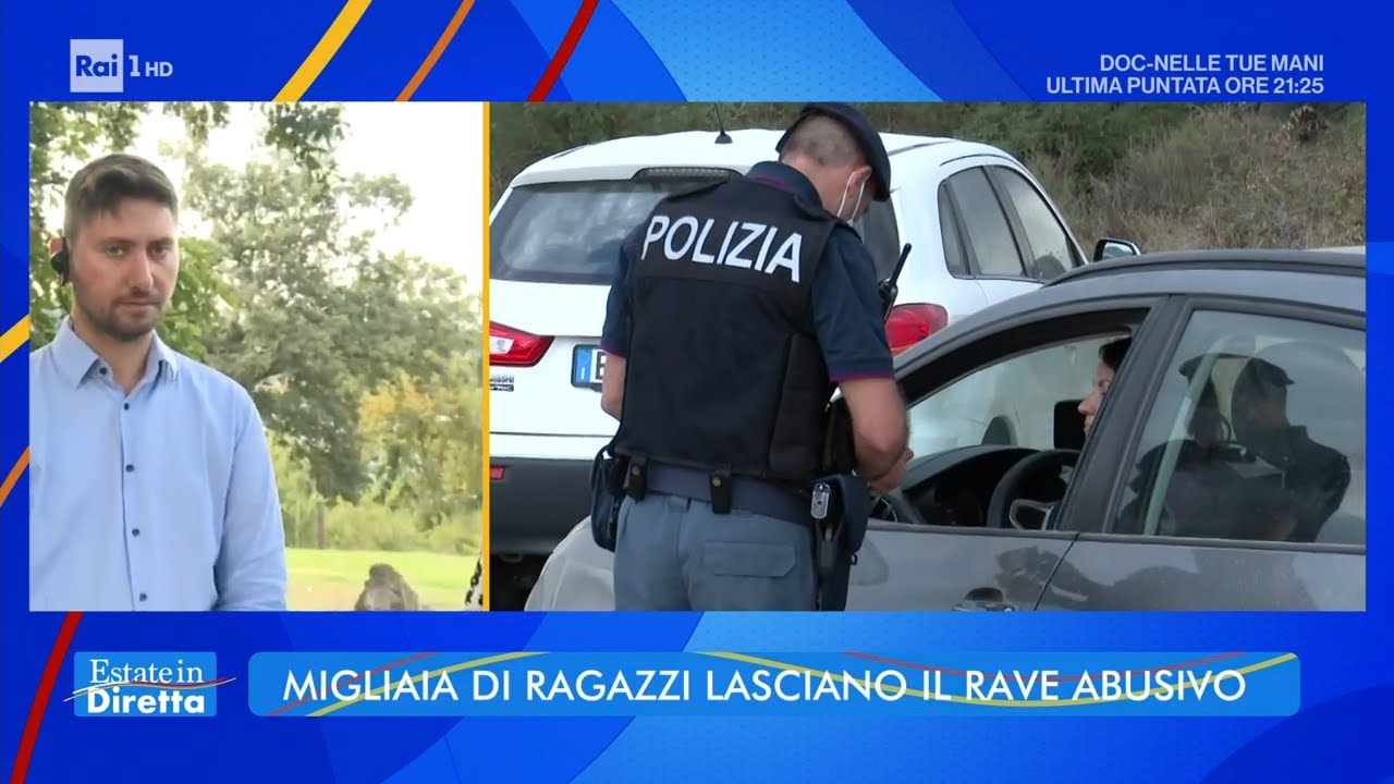 Rave abusivo nel viterbese, iniziato il deflusso - Estate in Diretta  19/08/2021