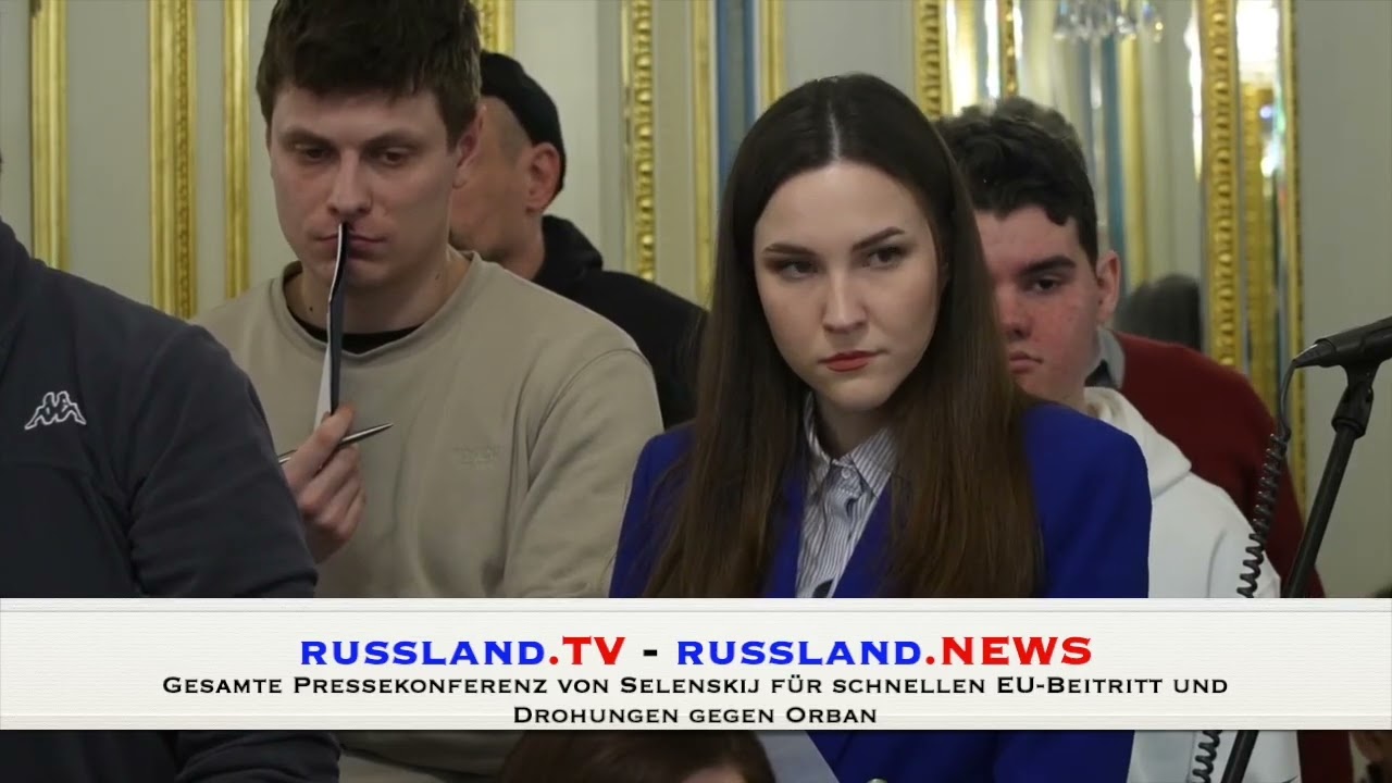 Gesamte Pressekonferenz von Selenskij für schnellen EU Beitritt und Drohungen gegen Orban