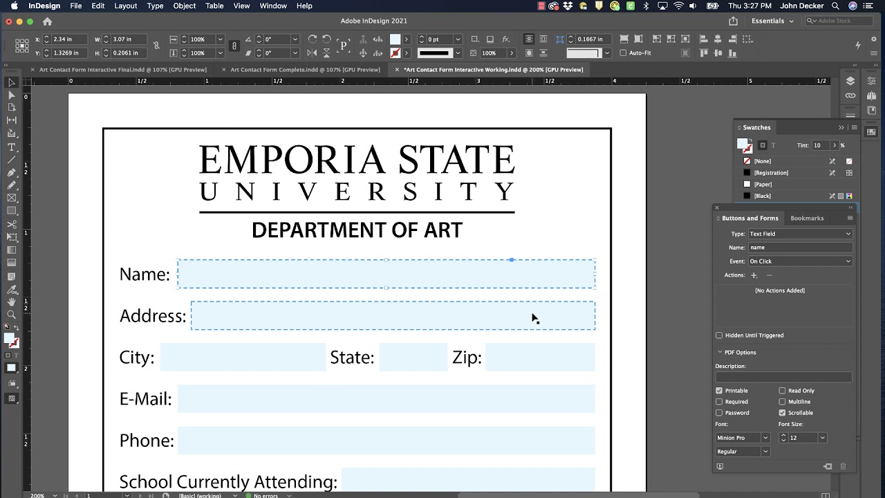 InDesign Quick Tip – Interactive Form