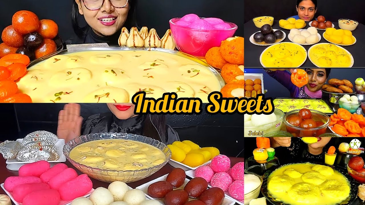 Eating Rasmalai, Gulab Jamun,Jalebi, Rasgulla, Motichur Laddu/Indian Sweets Asmr/Big Bites/Mukbang