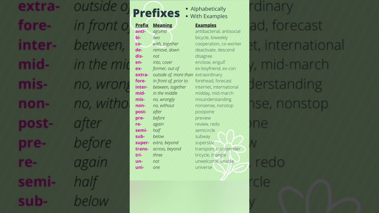 20 Prefix Words || Prefix words || Prefix words in english || Prefix and Suffix In English || prefix