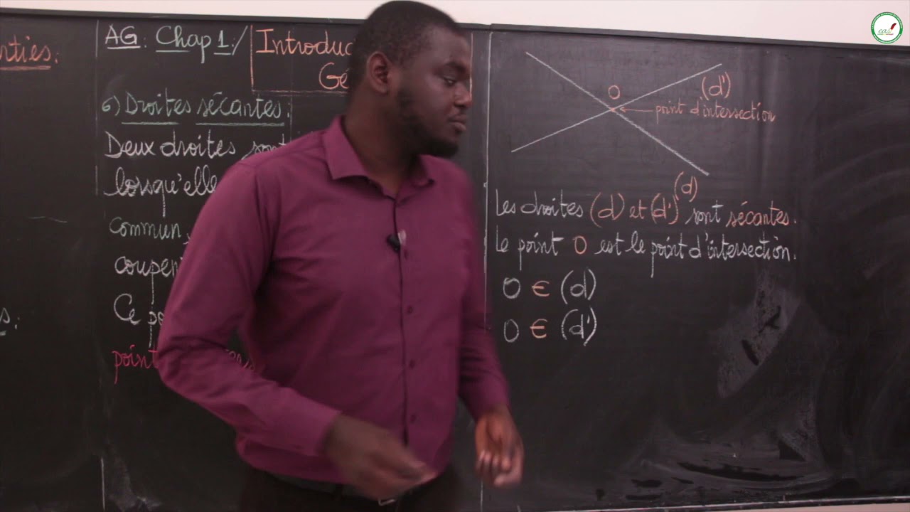 Cours - Sixième - Mathématiques : AG / Introduction à la géométrie / Les droites sécantes