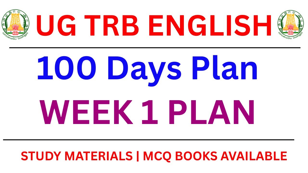 UG TRB ENGLISH 100 DAYS | WEEK 1 PLAN | 9790899652 |