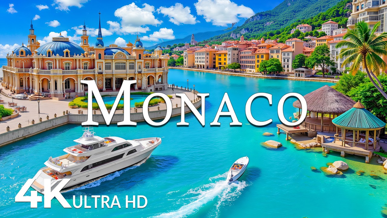 FLYING OVER MONACO (4K UHD) &ndash; Soothing Music Along With Beautiful Nature Video - 4K Video ULTRA HD