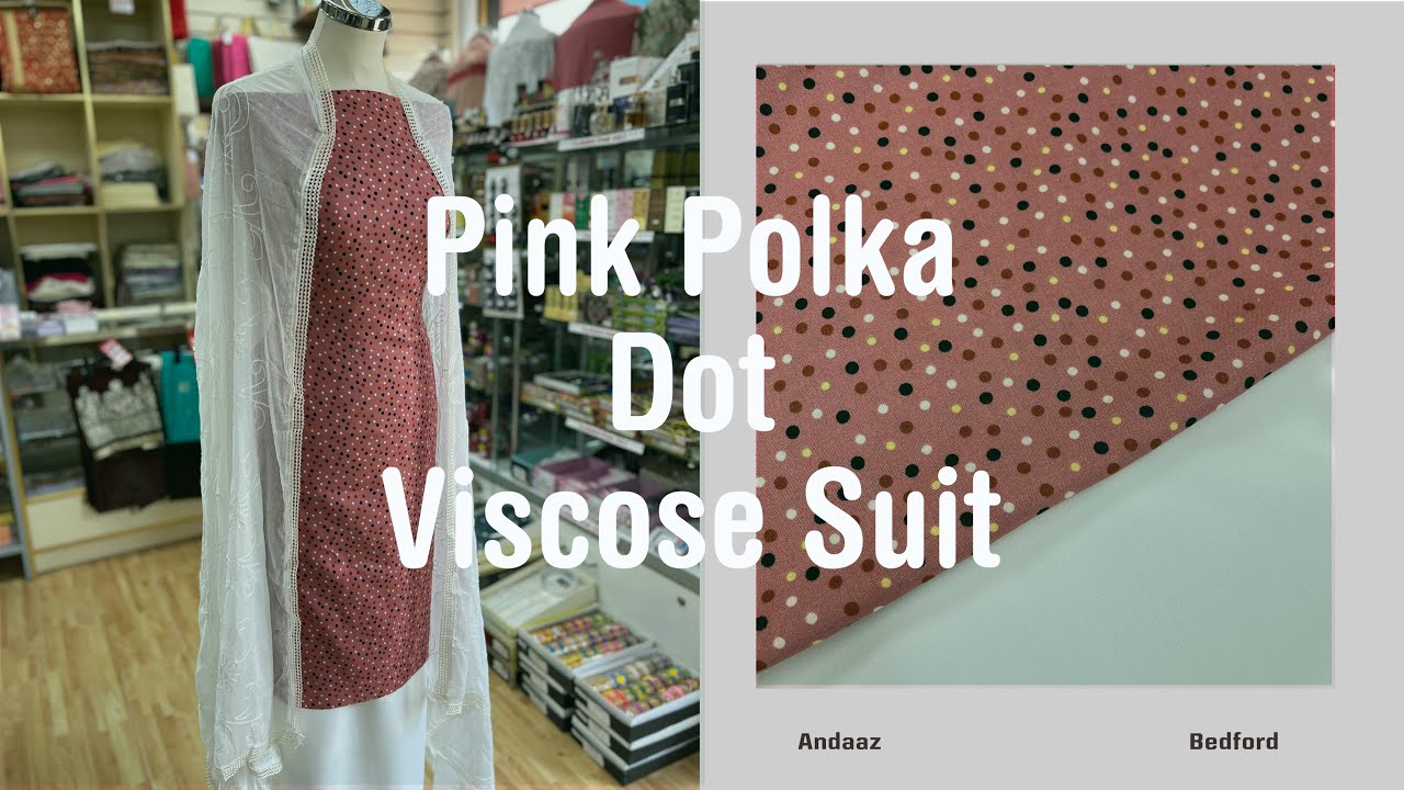 Pink Polka Dot Viscose Print Suit @ Andaaz Fabrics Bedford