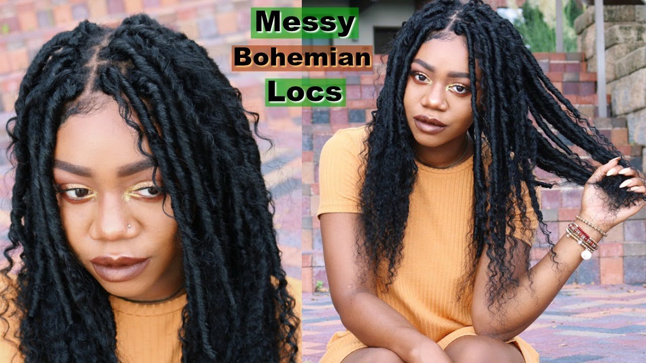 Easy Messy Bohemian Goddess Faux Locs w/ Human Hair | Individual Crochet Locs | Jazz Nicole