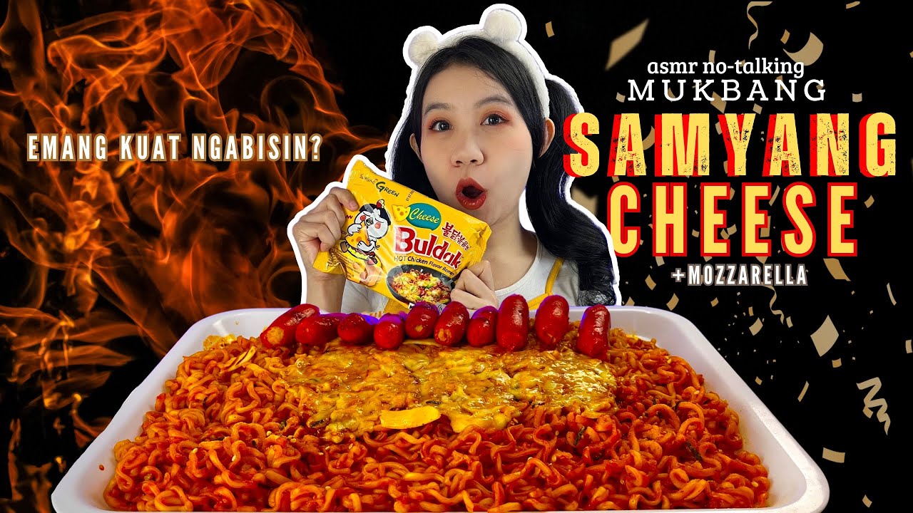 ASMR MUKBANG MIE SAMYANG CHEESE + MOZARELLA + SOSIS  | REAL SOUND, EATING SOUNDS, NO TALKING