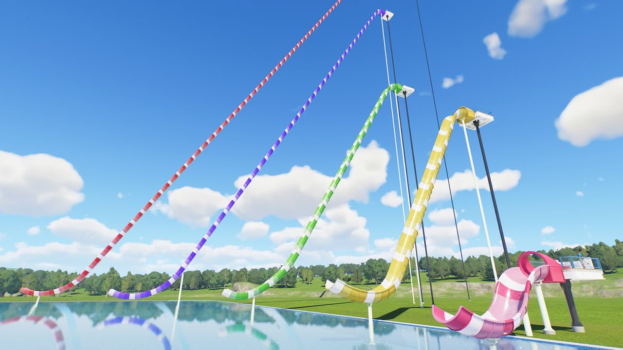 Low Vs High Double Inner Tube Flume Water Slide - Planet Coaster 2
