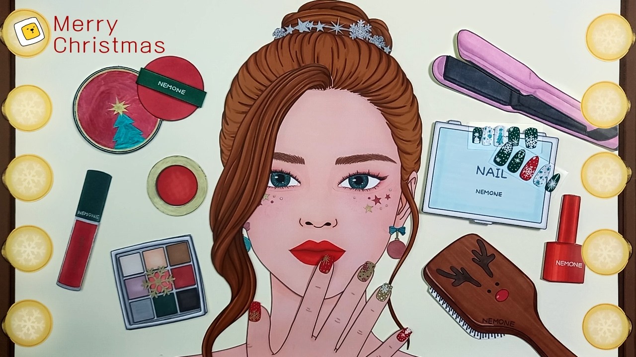 [🌙paper ASMR🎄] Eye-catching Christmas party makeup 💋 눈길을 사로잡는 크리스마스 파티 메이크업 ASMR
