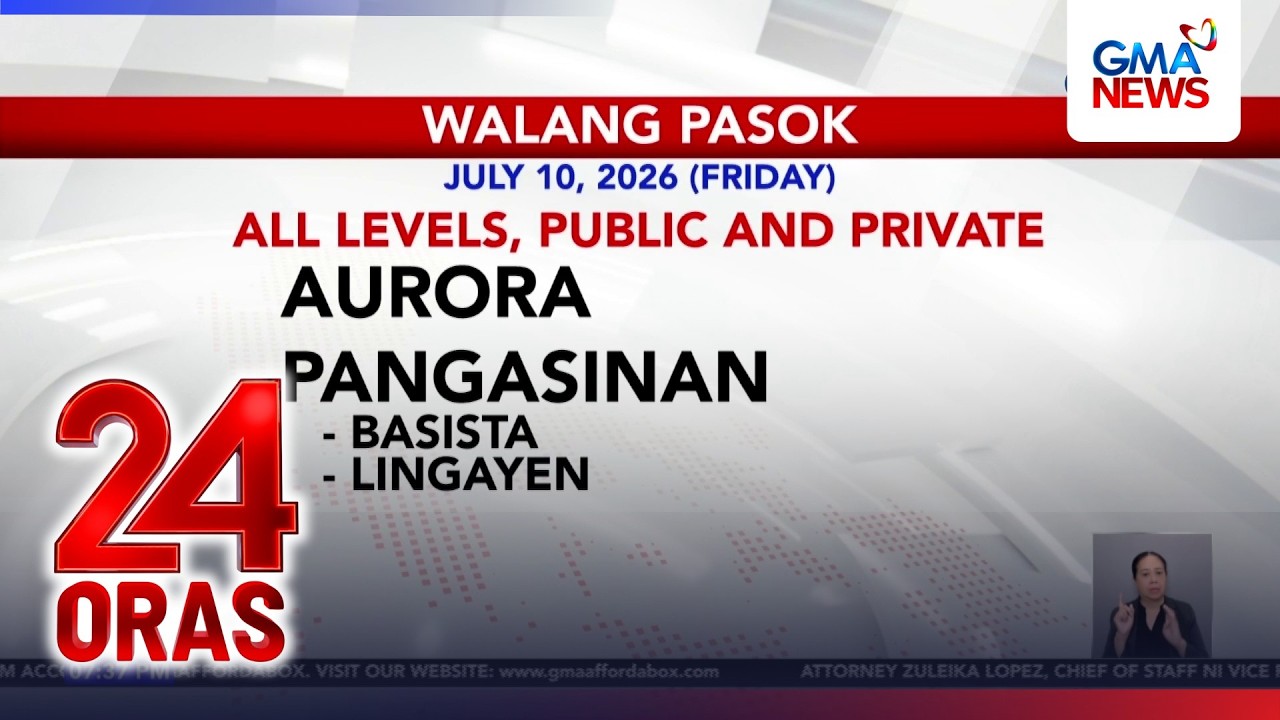 Mga lugar na nag-anunsyo ng #WalangPasok bukas, July 10, 2026 | 24 Oras