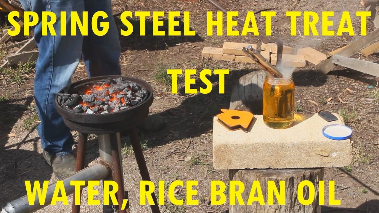 toyota hilux leaf spring heat treatment test water vs. rice bran oil (mainly success)