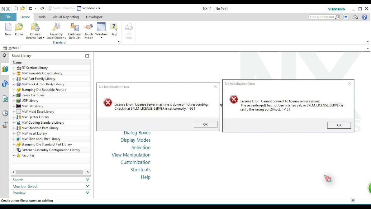 2. NX License error :  How to fix License error [-96],[-15]