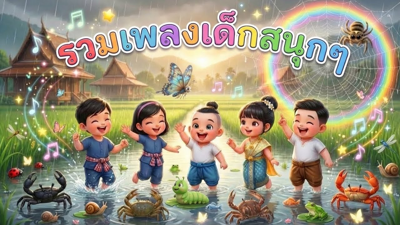 รวมเพลงเด็กสนุกๆ 1ชั่วโมง เพลงเต้น 3ช่าสุดมัน l ฝนเทลงมา l แมงมุมลายตัวนั้น l จับปูดำ l หนอนผีเสื้อ