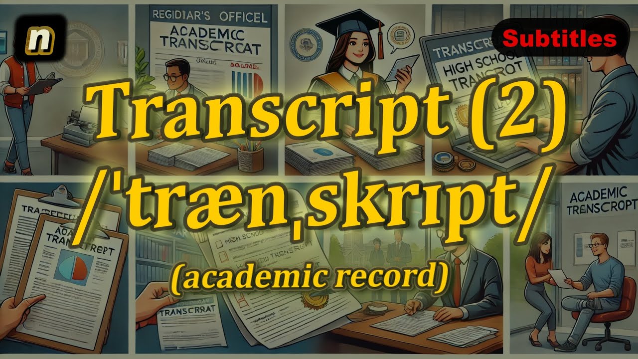 [n] Transcript meaning (academic record) with 5 examples