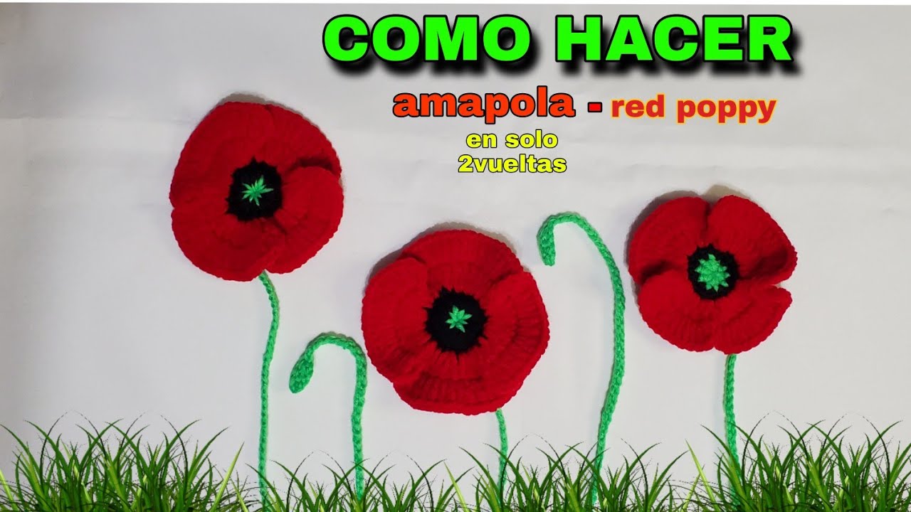 AMAPOLA manera muy fácil de hacer a crochet