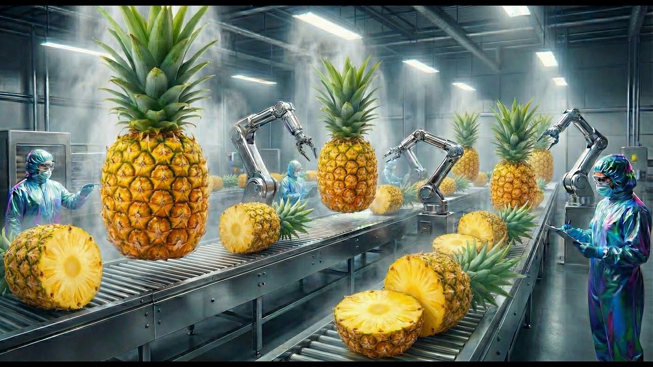 Inside a Mega Pineapple Processing Plant &ndash; The MESMERIZING ASMR of Canned Pineapple & Juice